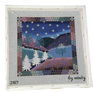 Mindy Hand painted Needlepoint Canvas WINTER 2187 New Snow Trees Outdoors Gift